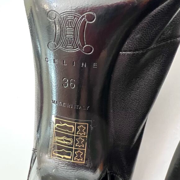 CELINE Zip-Up Leather Heeled Booties Black with Tassels Made in Italy 36 (US 6) - Picture 11 of 13